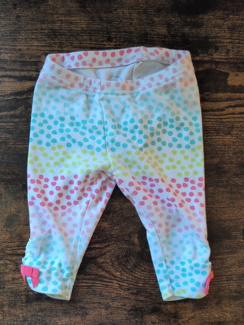 5/$25 Gymboree Multicolor Polka Dot Pants with Pink Bow 3-6M